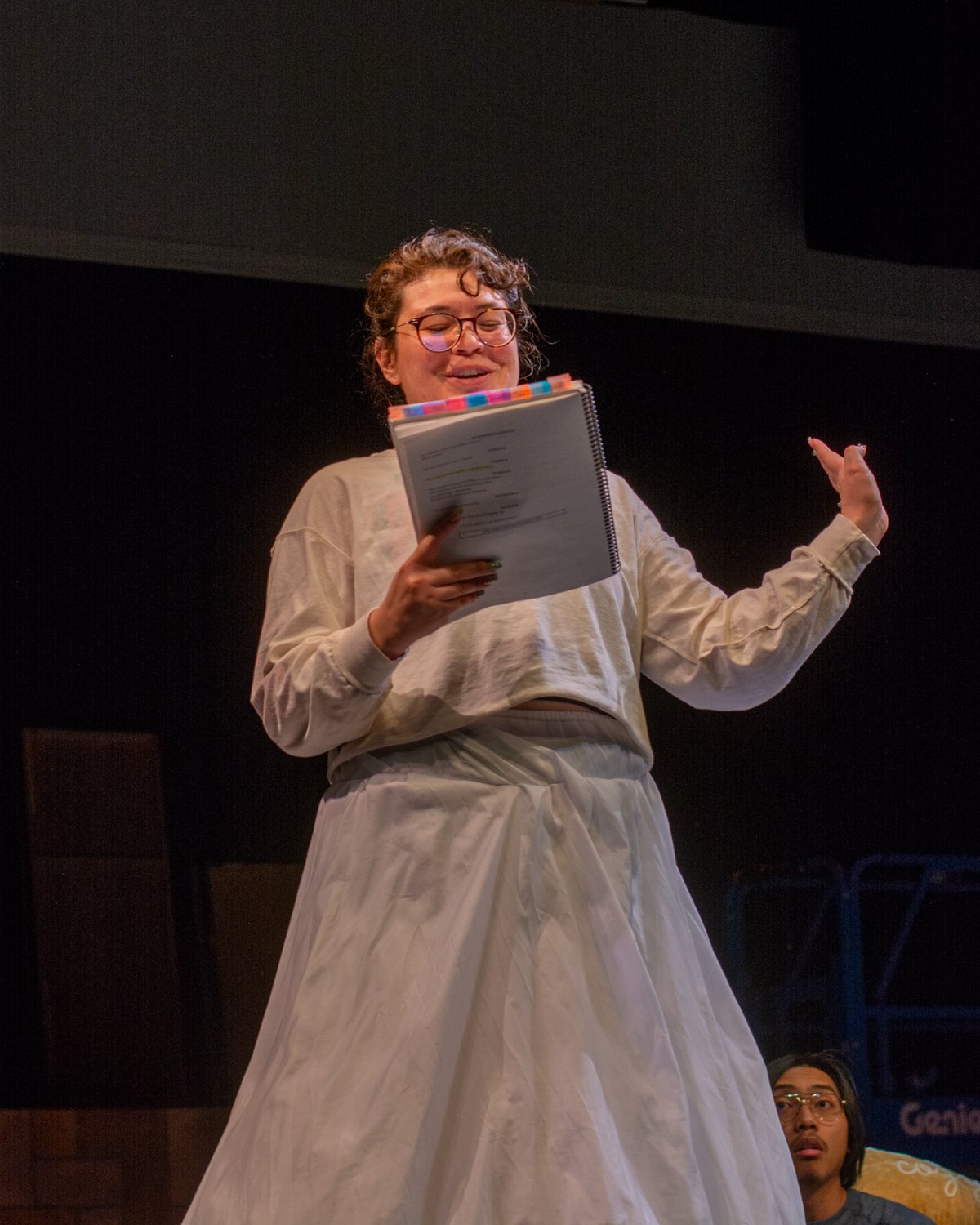 A person reading a script